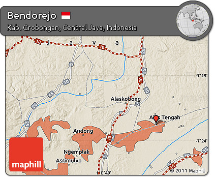 Shaded Relief Map of Bendorejo