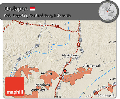 Shaded Relief Map of Dadapan