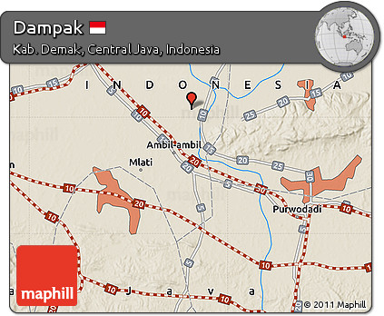 Shaded Relief Map of Dampak