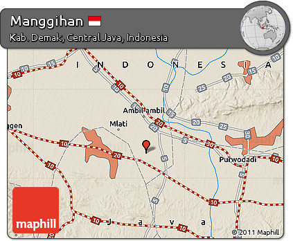 Shaded Relief Map of Manggihan