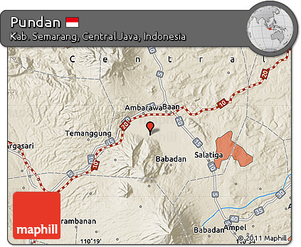 Shaded Relief Map of Pundan