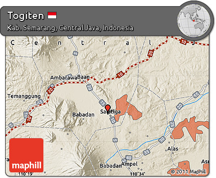 Shaded Relief Map of Togiten