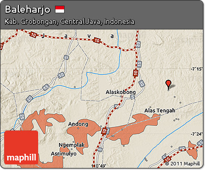 Shaded Relief Map of Baleharjo