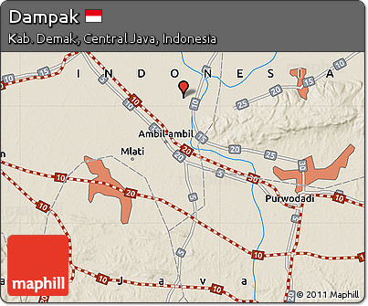Shaded Relief Map of Dampak