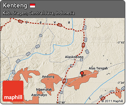 Shaded Relief Map of Kenteng
