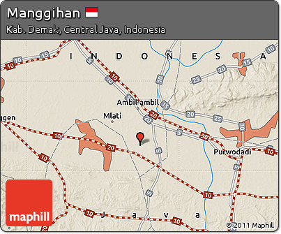 Shaded Relief Map of Manggihan