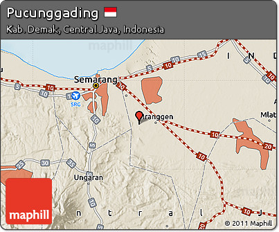 Shaded Relief Map of Pucunggading