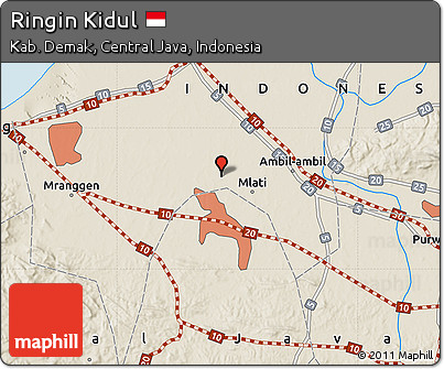 Shaded Relief Map of Ringin Kidul