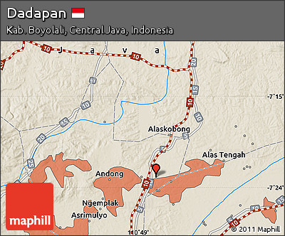 Shaded Relief Map of Dadapan