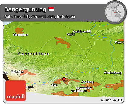Physical Panoramic Map of Bangergunung