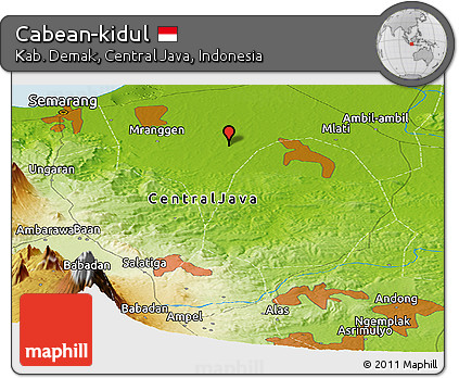Physical Panoramic Map of Cabean-kidul