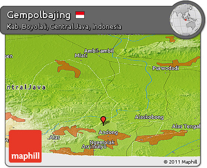 Physical Panoramic Map of Gempolbajing