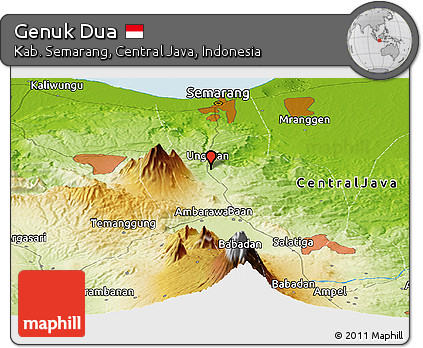 Physical Panoramic Map of Genuk Dua