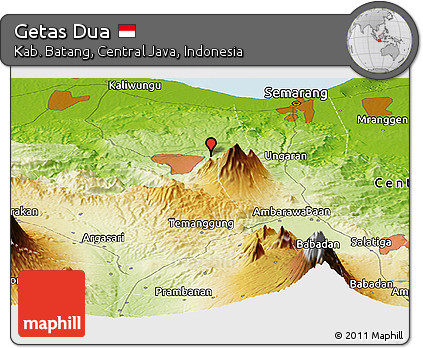 Physical Panoramic Map of Getas Dua