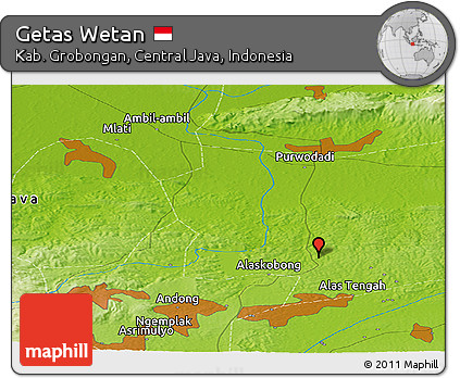 Physical Panoramic Map of Getas Wetan