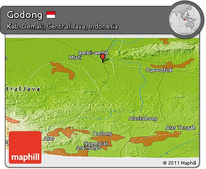Physical Panoramic Map of Godong