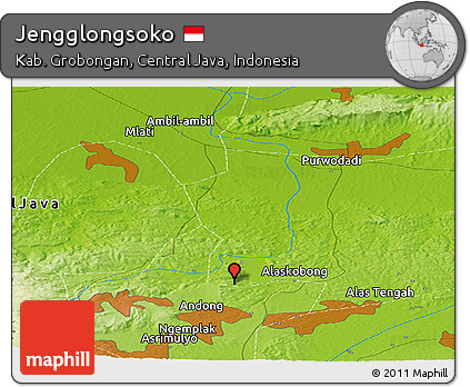 Physical Panoramic Map of Jengglongsoko