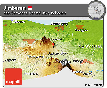 Physical Panoramic Map of Jimbaran