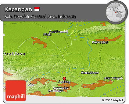 Physical Panoramic Map of Kacangan