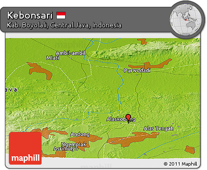 Physical Panoramic Map of Kebonsari