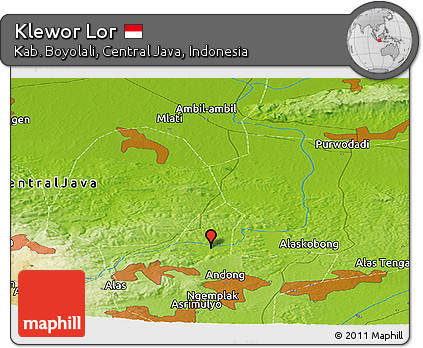 Physical Panoramic Map of Klewor Lor