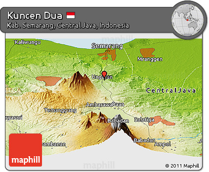Physical Panoramic Map of Kuncen Dua