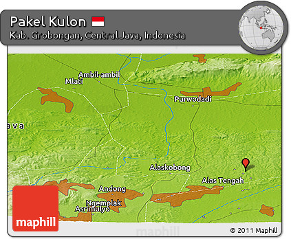 Physical Panoramic Map of Pakel Kulon