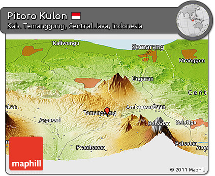 Physical Panoramic Map of Pitoro Kulon