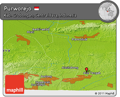 Physical Panoramic Map of Purworejo