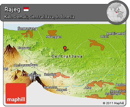 Physical Panoramic Map of Rajeg