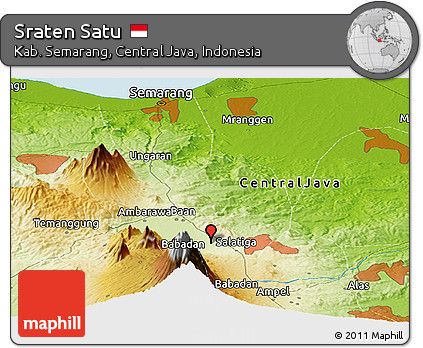 Physical Panoramic Map of Sraten Satu