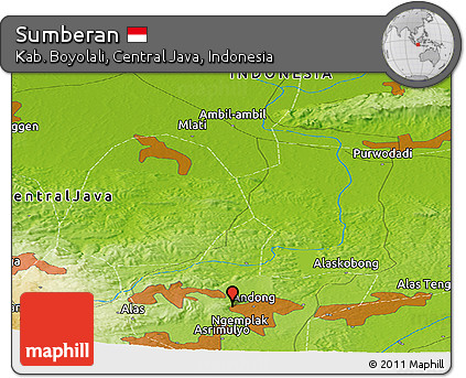 Physical Panoramic Map of Sumberan
