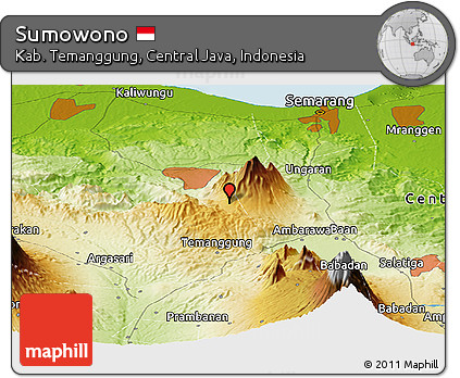 Physical Panoramic Map of Sumowono