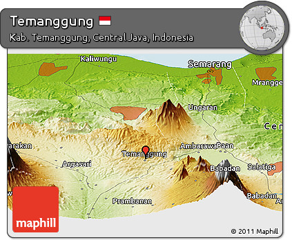 Physical Panoramic Map of Temanggung