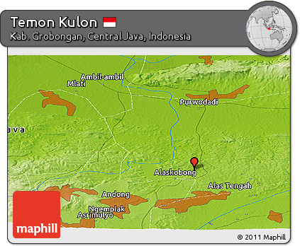 Physical Panoramic Map of Temon Kulon
