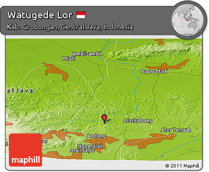 Physical Panoramic Map of Watugede Lor
