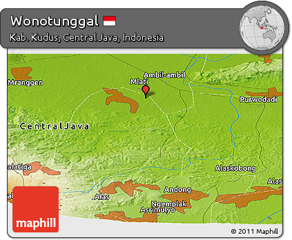 Physical Panoramic Map of Wonotunggal