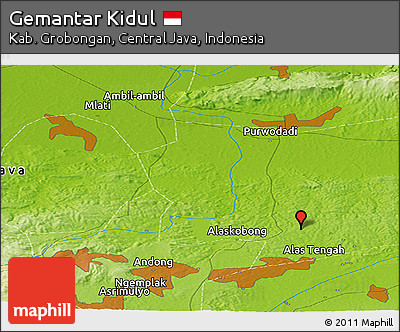 Physical Panoramic Map of Gemantar Kidul