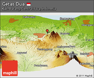 Physical Panoramic Map of Getas Dua