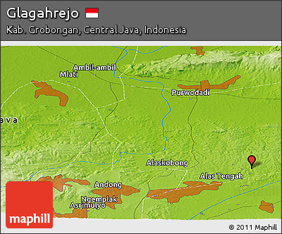 Physical Panoramic Map of Glagahrejo