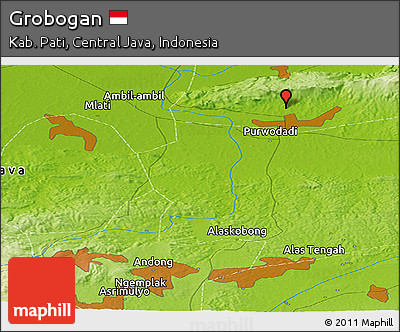 Physical Panoramic Map of Grobogan