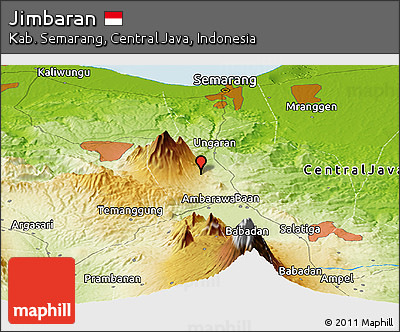 Physical Panoramic Map of Jimbaran