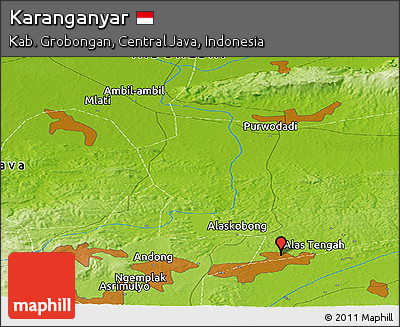 Physical Panoramic Map of Karanganyar