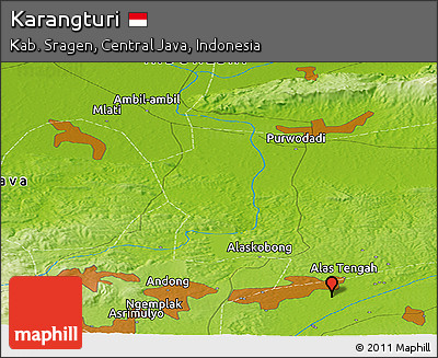 Physical Panoramic Map of Karangturi