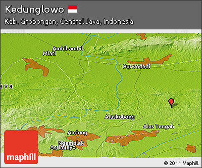 Physical Panoramic Map of Kedunglowo