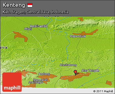 Physical Panoramic Map of Kenteng