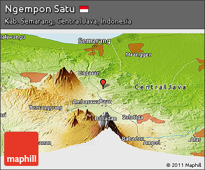 Physical Panoramic Map of Ngempon Satu