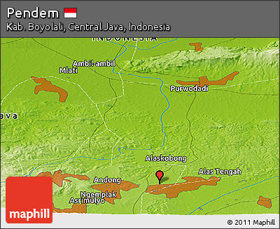 Physical Panoramic Map of Pendem