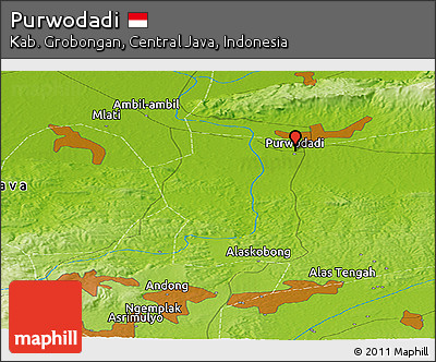 Physical Panoramic Map of Purwodadi