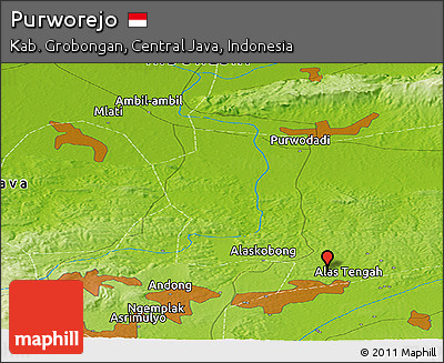 Physical Panoramic Map of Purworejo